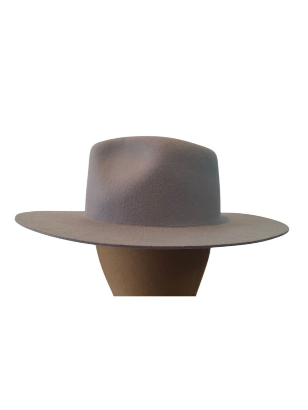 Gray 100% Wool Wide Flat Brim Starburst Design Fedora Hat Sz 7 - Picture 2 of 9